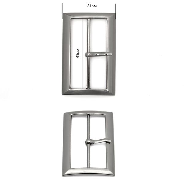 Пряжка ременная металл 31х48 мм, внутр. размер 40 мм, цв. т.никель, уп. 10 шт