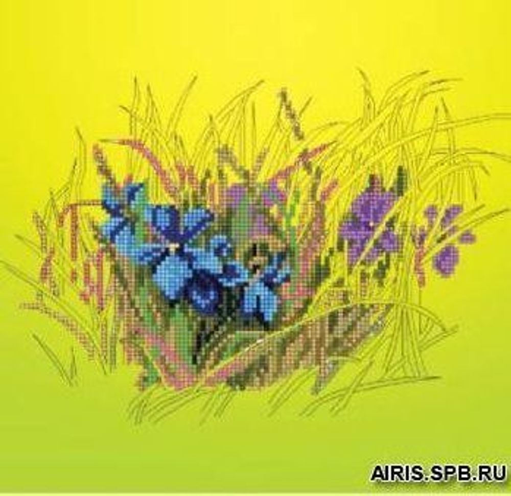 Рисунок для вышивания Alisena, Фиалки в траве, 26х25 см