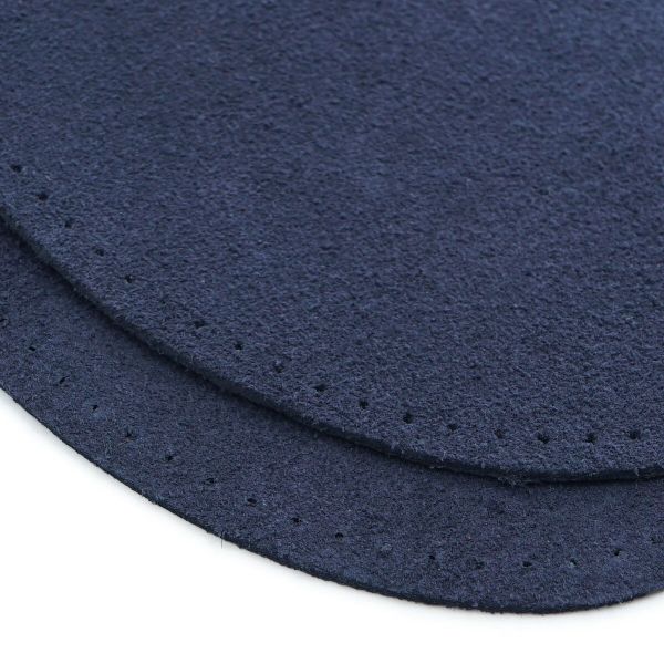 Заплатки пришивные из замши, овал 8х10,9см с перфорацией, 2 шт, 100% кожа, 22 темно-синий, 59124