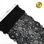 Кружево бельевое эластичное 190 мм / 10 м, 6378, цв.02 черный, Kruzhevo