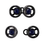 Крючки пришивные декоративные 10х21 мм, чер.никель / сапфир цв.935, 20 шт