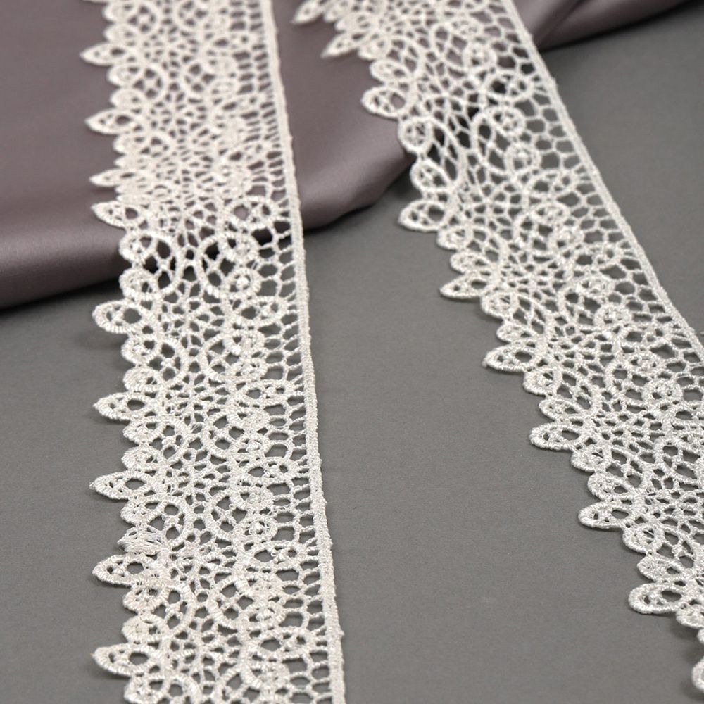 Кружево гипюр (плетёное) 45 мм, цв.02 молочный, уп. 9 м, M09961, Kruzhevo