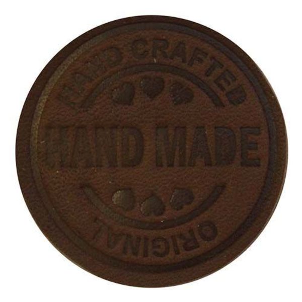 Термоаппликация из кожи Hand Made D3,4см, 100% кожа, 40 светло-коричневый