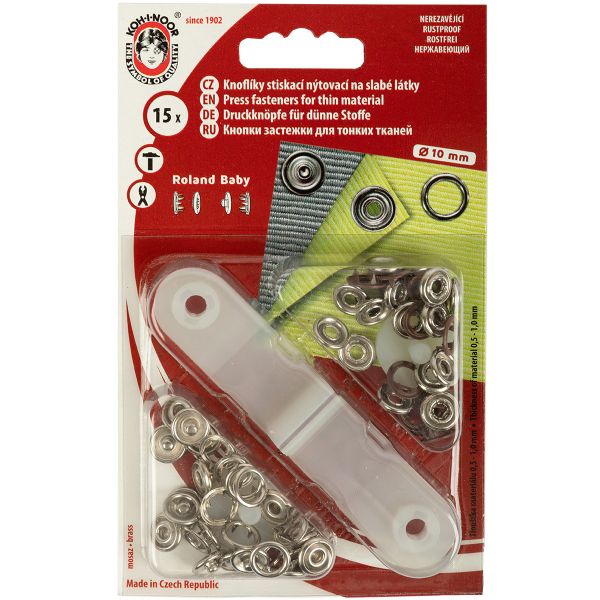 Кнопка рубашечная (джерси) открытая ⌀9.7 мм, 15 шт, 966 коричневый, (1213-030 №2), KOH-I-NOOR BABY