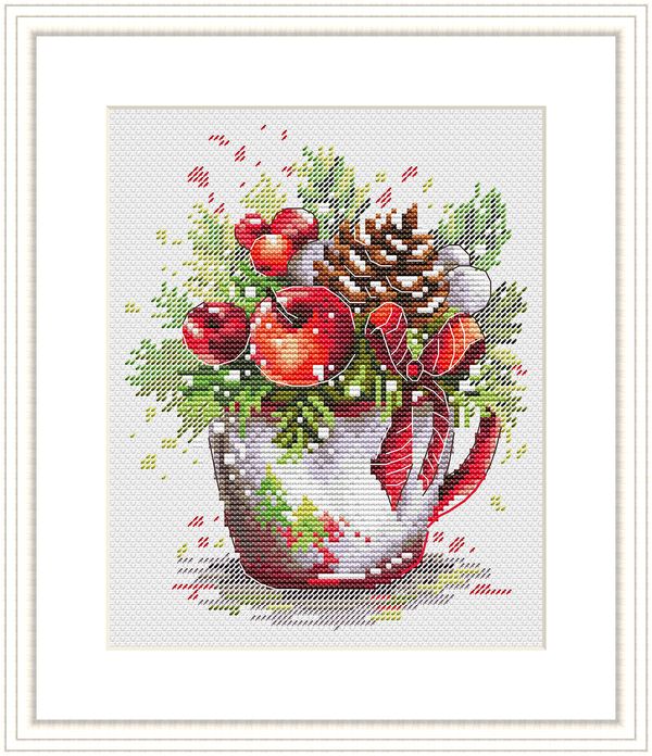 Набор для вышивания нитками МП Студия (Жар-птица), Новогодняя композиция, 18х14 см