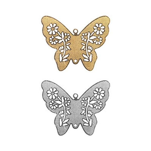 Филигранные элементы для бижутерии 2.7 см, бабочка, 4 шт, золото, Zlatka FDP-007