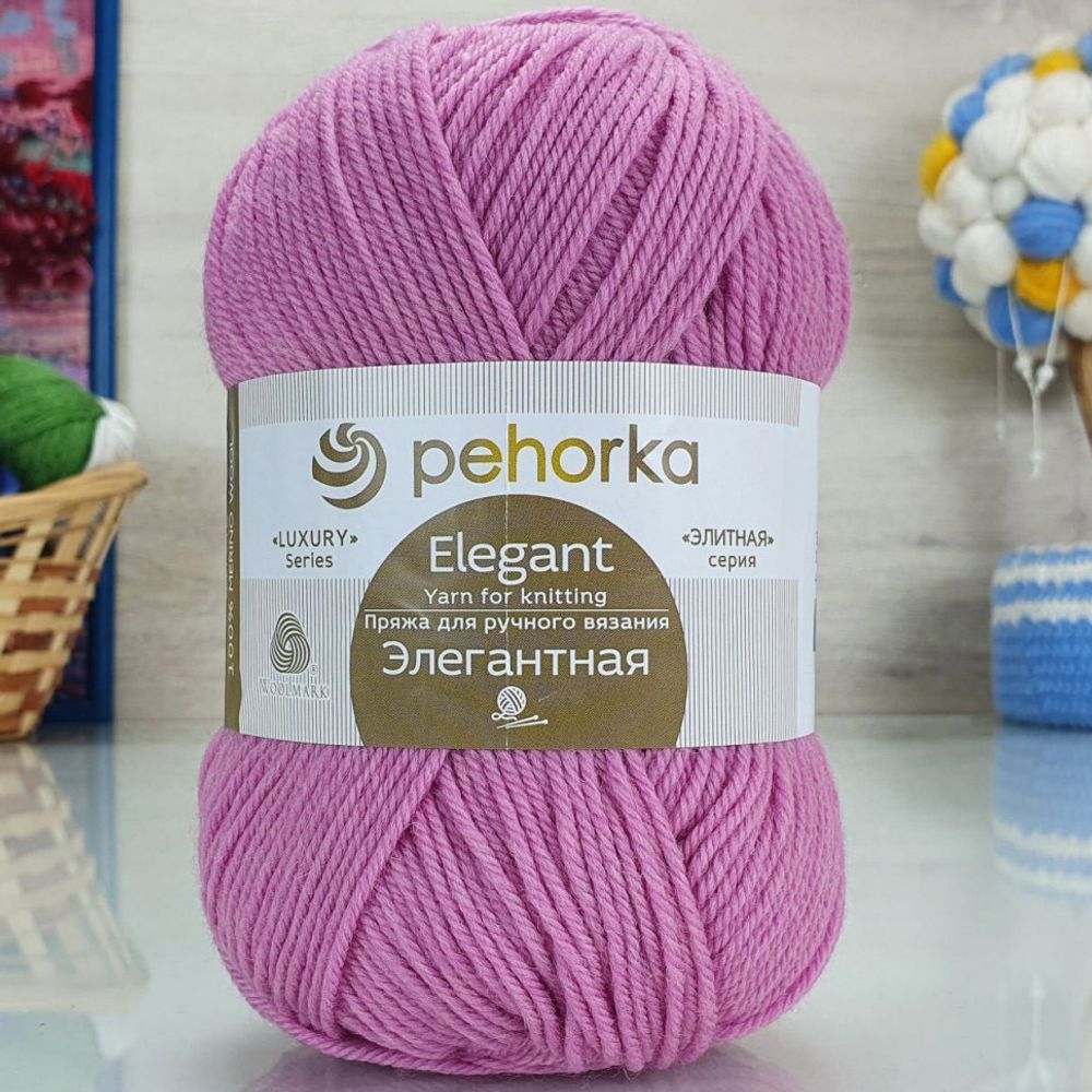 Пряжа Пехорка Элегантная / уп.10 мот. по 100 г, 250 м, 29 розовая сирень