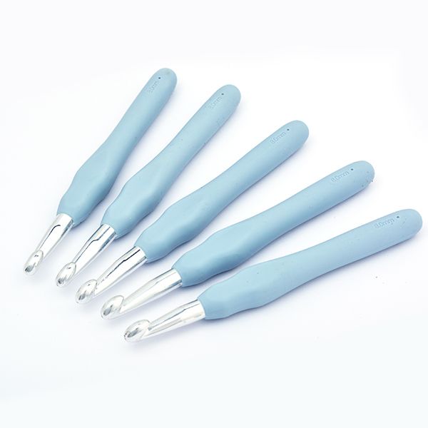 Крючок алюминиевый для вязания с резиновой ручкой 8мм, Maxwell Colors TB.AL-REZ15, уп. 10 шт