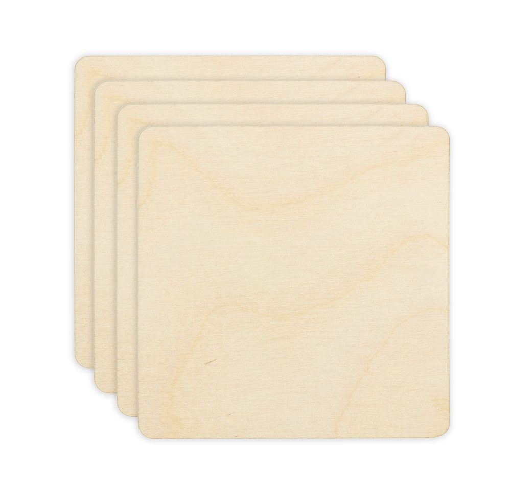 Заготовка из фанеры Подставка под горячее, 8х8х0.3 см, 4 шт, Квадратные, Mr.Carving БА-17