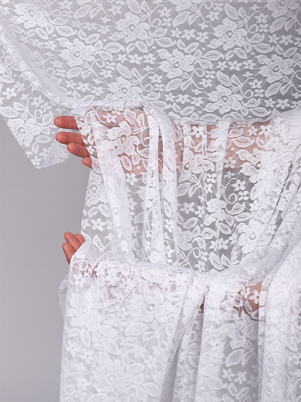 Ткань кружевная (гипюр стрейч) 90 г/м², 150 см / 35 метров, TBY.M0064 цв.белый