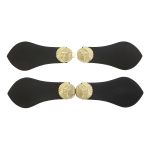 Фурнитура застежка для кардигана кожаная №5 черная 21,5см (золото), 2 шт