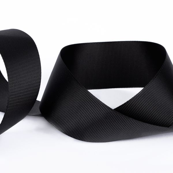 Лента репсовая (в рубчик) 38.0 мм / 45.5 метра, 123 черный, Gamma GR-38