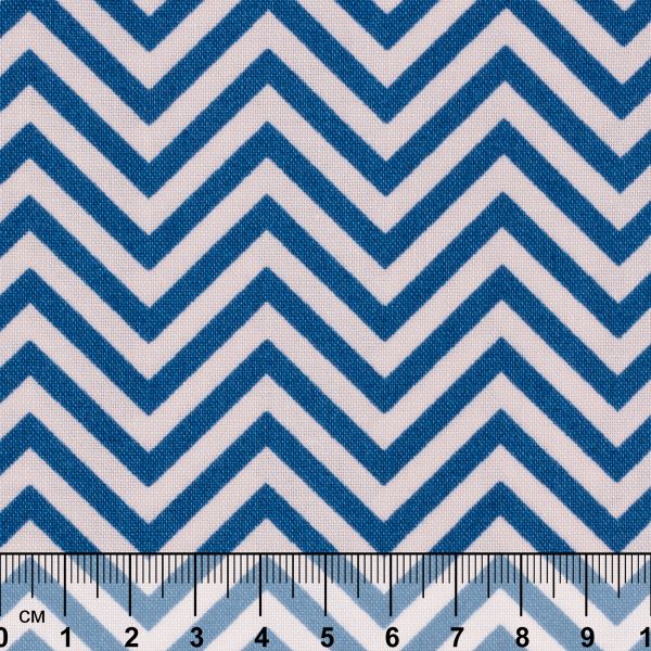 Ткань для пэчворка Peppy Бабушкин сундучок, рулон 112 см / 5 метров, БС-32 зигзаг я.синий, Peppy