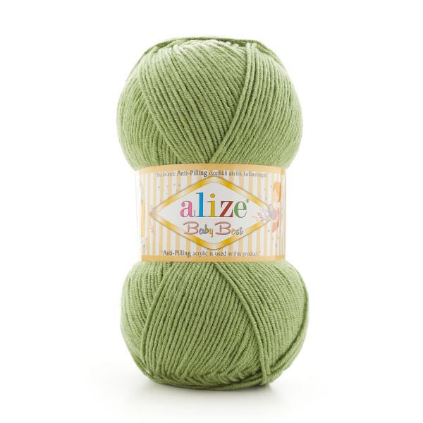 Пряжа Alize (Ализе) Baby Best / уп.5 мот. по 100 г, 240м, 485 зеленная трава A