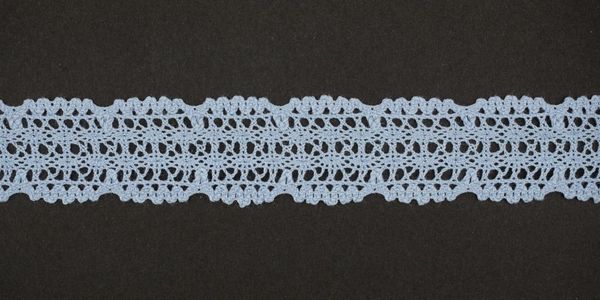 Кружево вязаное (тесьма) 25 мм, цв.св.голубой, Alfa, 25 метров, AF-386-040
