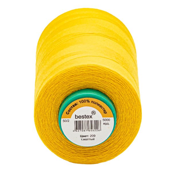 Нитки универсальные Bestex 50/2, 4570 м (5000 ярд) / 1 кат., 209 темно-желтый