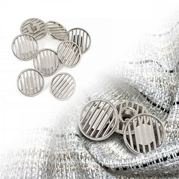 Пуговицы на ножке металлические 24L=15мм, С-MP37 цв.серебро, 10 шт