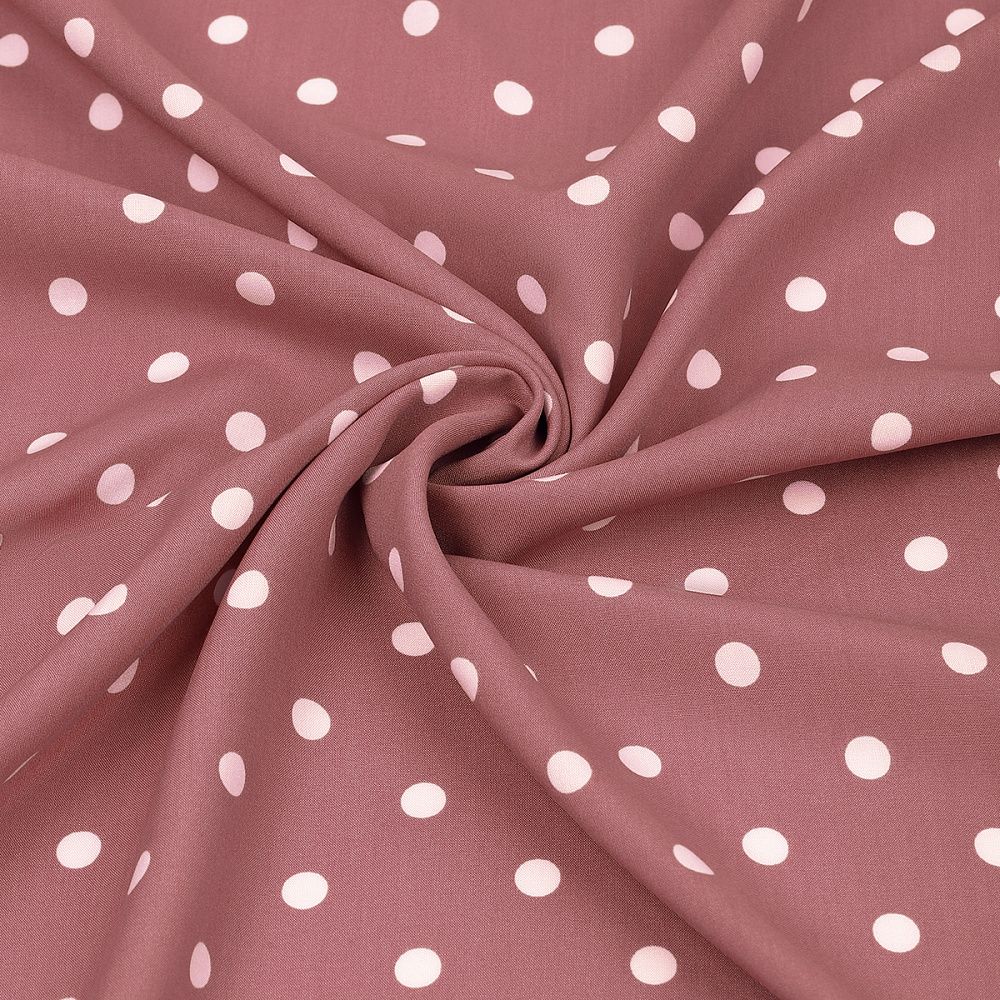 Штапель в горошек 90 г/м², 145 см / 2 метра, TBY.Vidt.08 цв.розовый