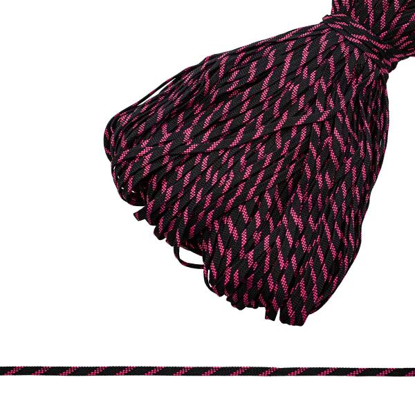 Шнур обувной ⌀9.0 мм / 200 метров, Мн, черный с яр.малиновым, 7С859