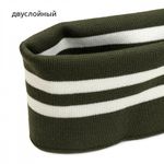 Подвяз (довяз) трикотажный 14.0х100 см, олива с белыми полосами, двухслойный, 100% п/э, 1 штука
