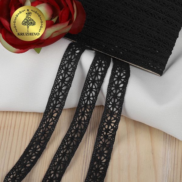 Кружево вязаное (тесьма) 15 мм / 10 метров, 15.01.099 цв.03 черный, 10 м, Kruzhevo
