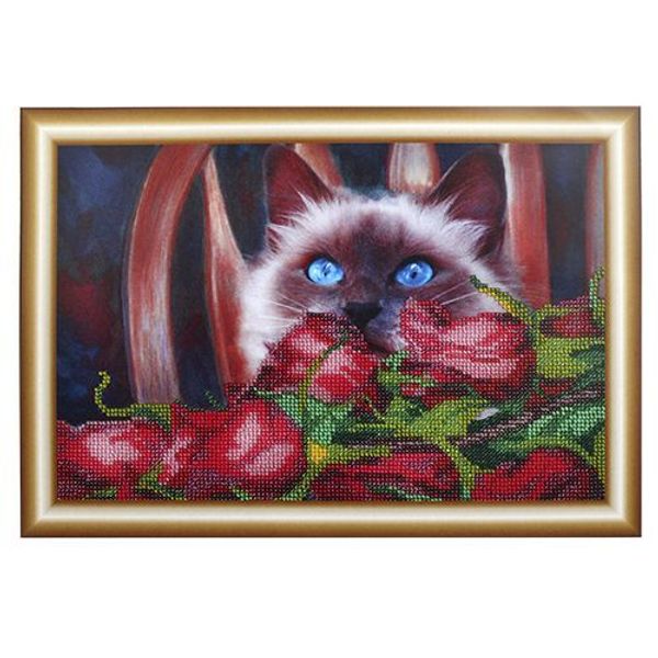 Канва с рисунком для вышивания бисером Любимые цветы Hobby&Pro 30х20см