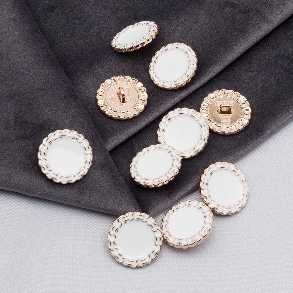 Пуговицы на ножке 32L=20 мм, металл, GD.White (золото-белый), 10 шт, MP05