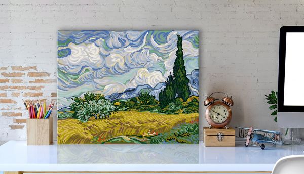 Картина по номерам Фрея, Винсент ван Гог, Пшеничное поле с кипарисами, 50х40 см