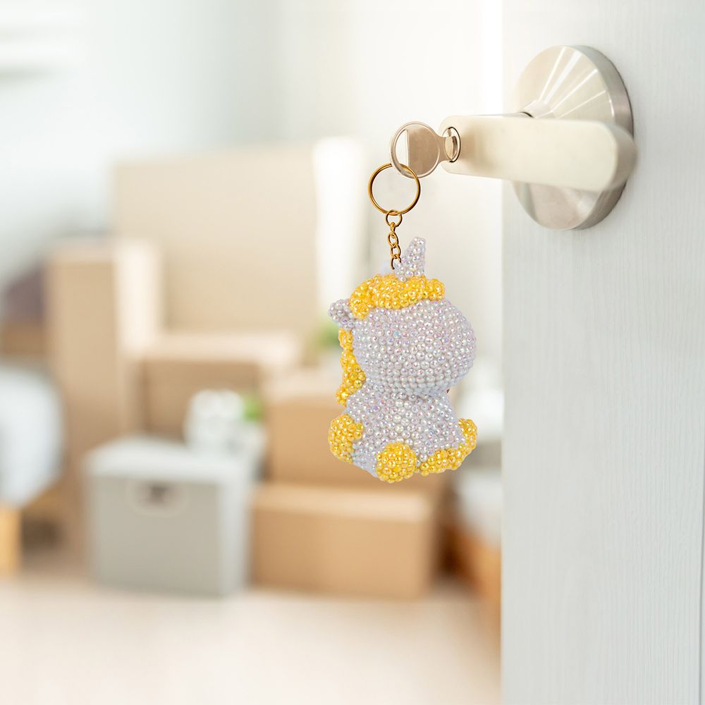 Кристальная (алмазная) мозаика Фрея ALVF-006, брелок, Серебристая единорожка, 5х8 см