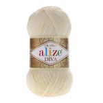 Пряжа Alize (Ализе) Diva / уп.5 мот. по 100 г, 350м, 001 кремовый A
