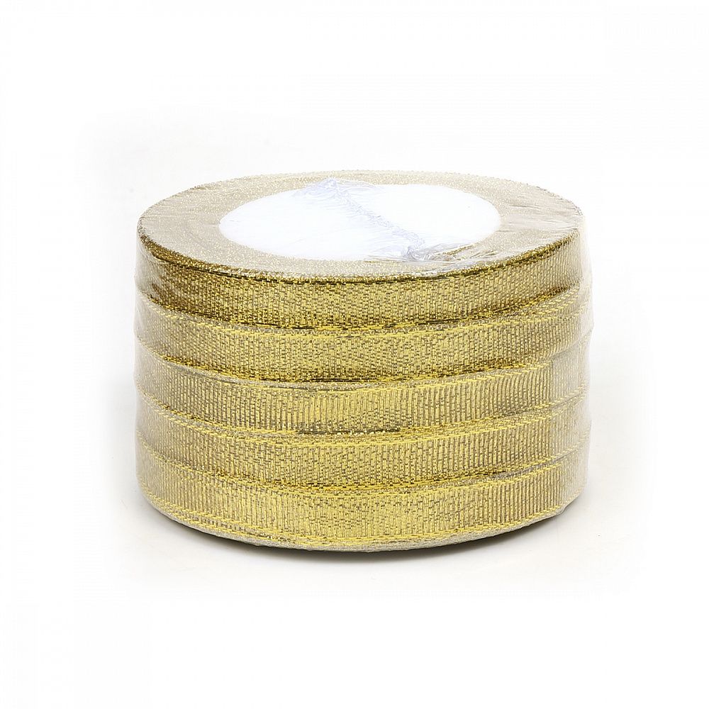 Лента металлизированная 10.0 мм / 22.85±1 метра, цв. золото, Magic4Hobby, упак. 5 шт