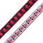 Лента (тесьма) жаккардовая 15.0 мм / 20±1 метров, белый/ красный, 8А207