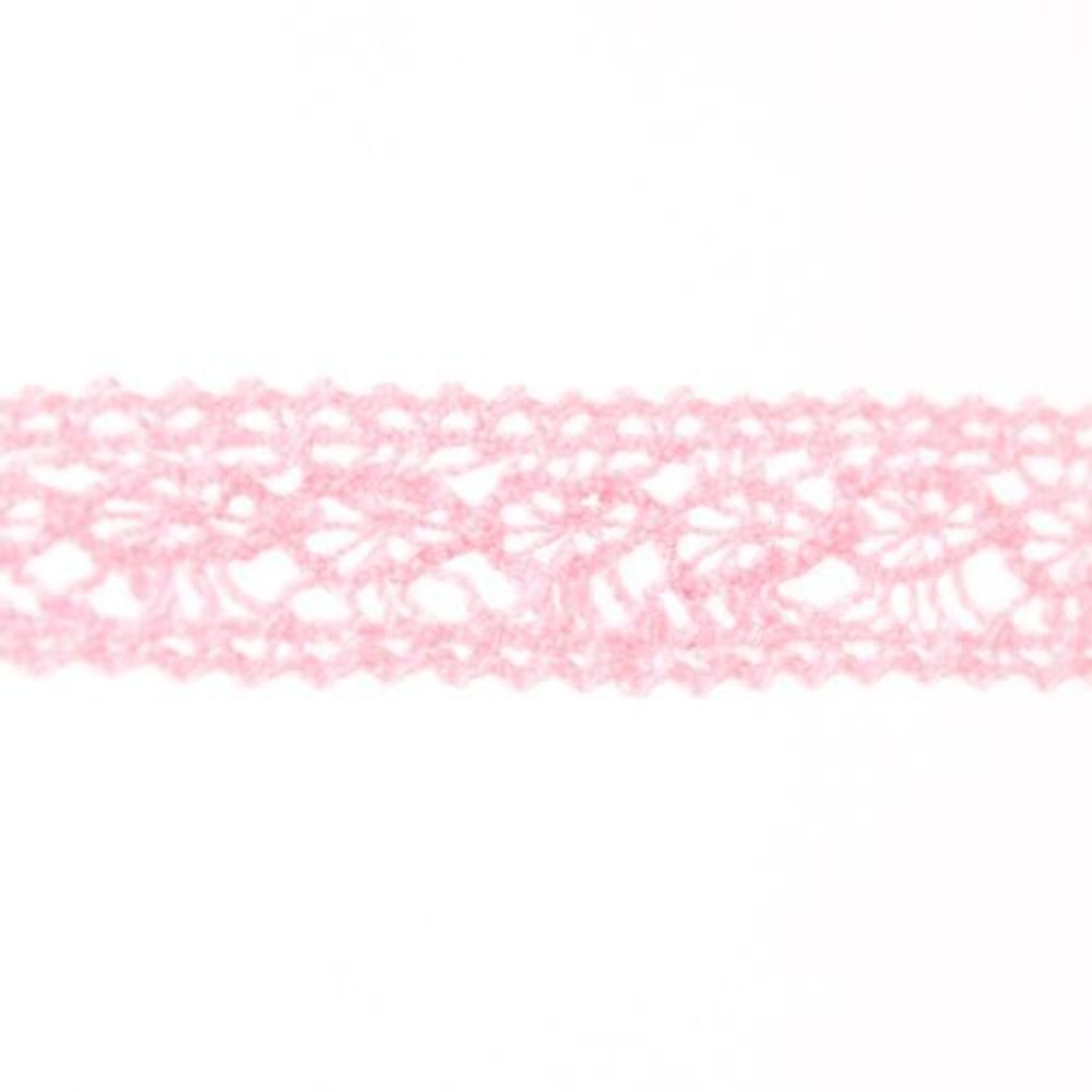 Кружево вязаное (тесьма) 12.0 мм х/б, JD020 св.розовый, 20 м