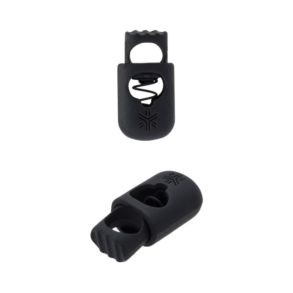 Фиксатор (зажим) для шнура металл 1 отв., ⌀6.5 мм (11х20.6 мм), черная резина, ГПН342, 10 шт