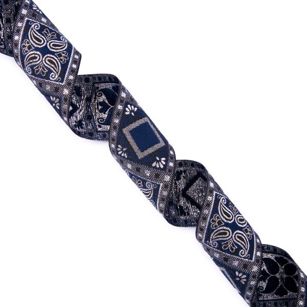 Лента (тесьма) жаккардовая 50.0 мм / 10±0.5 метров, черный/т.синий, Gamma TRJ-119(46)