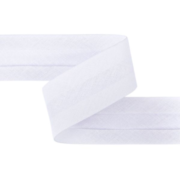 Косая бейка хлопковая 40 мм / 5 шт по 5.4 метра, белый №001, Gamma GK-40C
