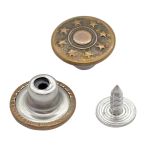 Пуговицы джинсовые ⌀14 мм, фиксированная ножка, сталь, 8 звезд, антик, 100 шт, New Star