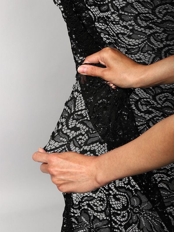 Ткань кружевная гипюр стрейч 100 г/м², ш.150см, арт.G2627 цв.черный, уп.1м