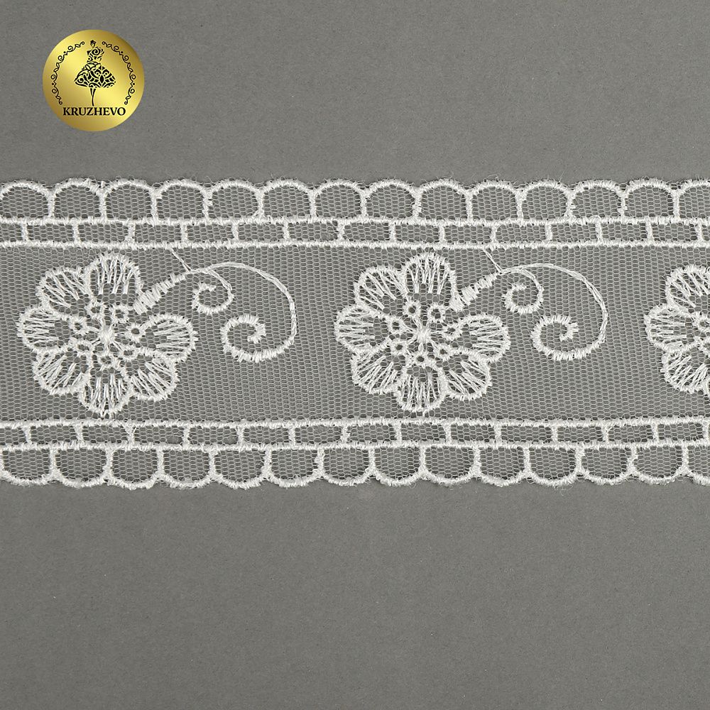 Кружево на сетке 53 мм, TR.1159B, 04 айвори, 12м, Kruzhevo