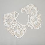 Пришивной кружевной воротник 100 мм, на сетке, 5 пар, Турция, кремовый/под золото, Gamma VKRM-27-03