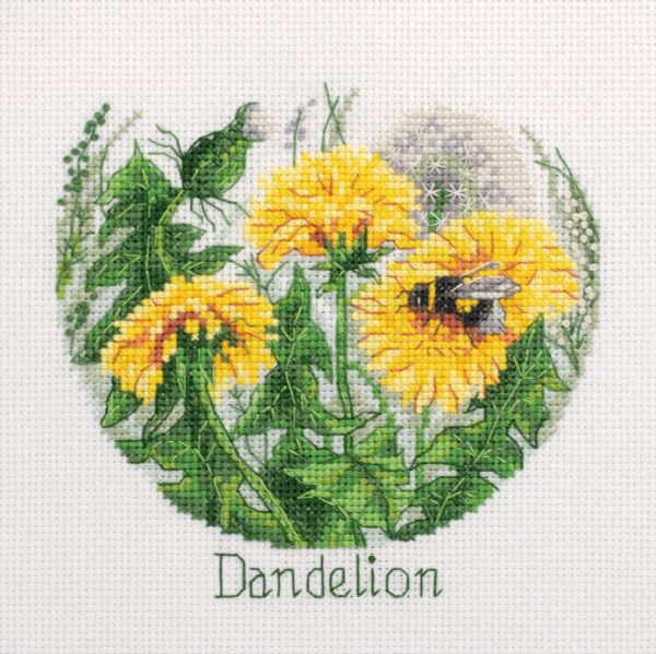 Набор для вышивания нитками Klart, Цветочная нежность. Одуванчики, 15х14.5 см