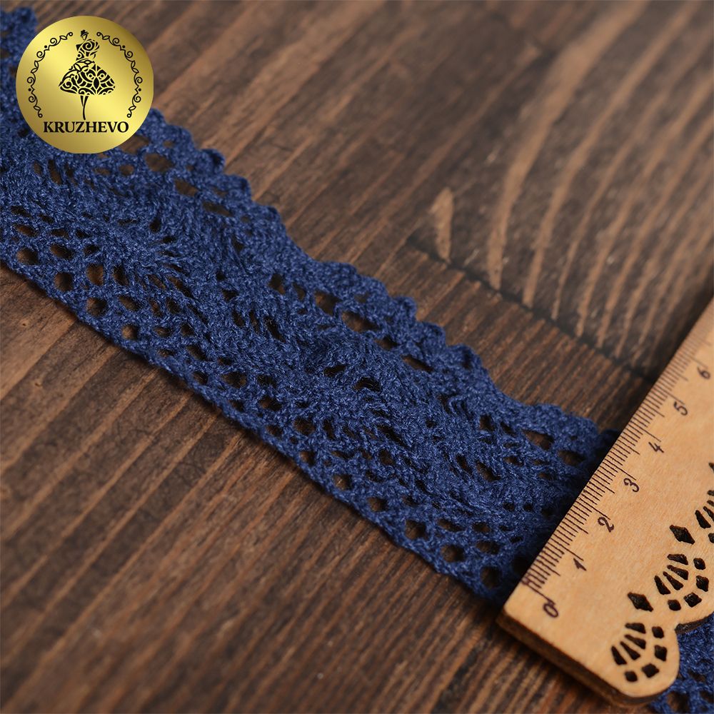 Кружево вязаное (тесьма) 45 мм / 10 метров, TBY-5235, цв.29 т.синий, Kruzhevo