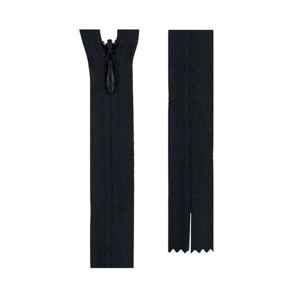 Молния спираль потайная плательная Т3 (3 мм) 1 зам., н/раз., 50 см, сатин (плотная), черный 310, G013P Gamma, 10 шт