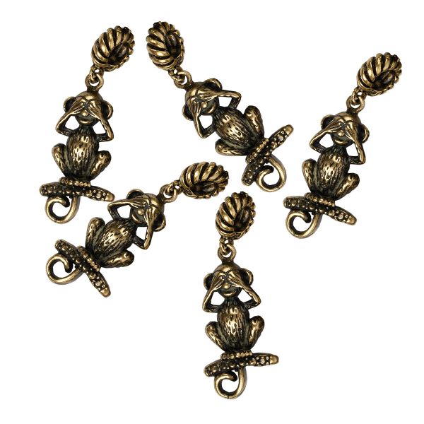 Бусины латунь 11х33х4 мм, 20 шт, №1 Обезьяна, Zlatka NPL-19