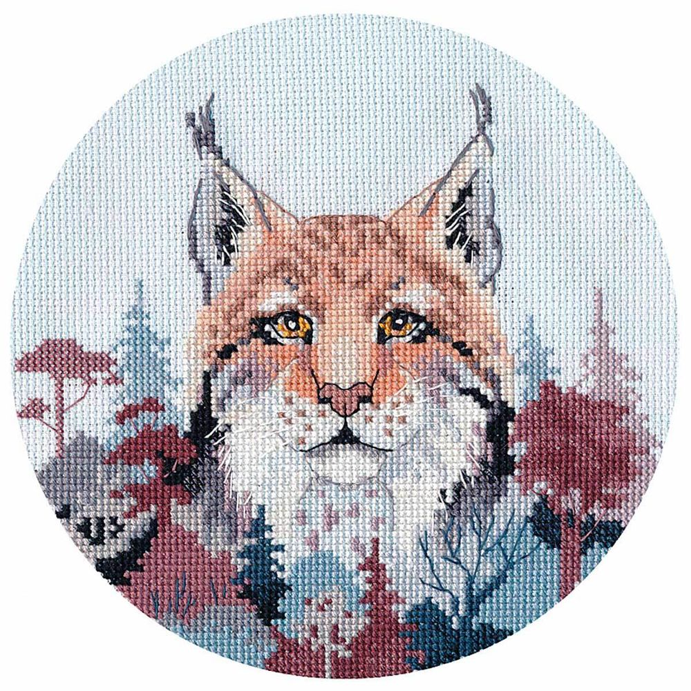 Набор для вышивания нитками Овен, Миниатюра. Рысь. 15х14см