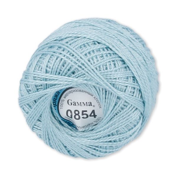 Пряжа нитки Ирис / уп.10 мот. по 10г, 82м, 0854 св.голубой, Gamma