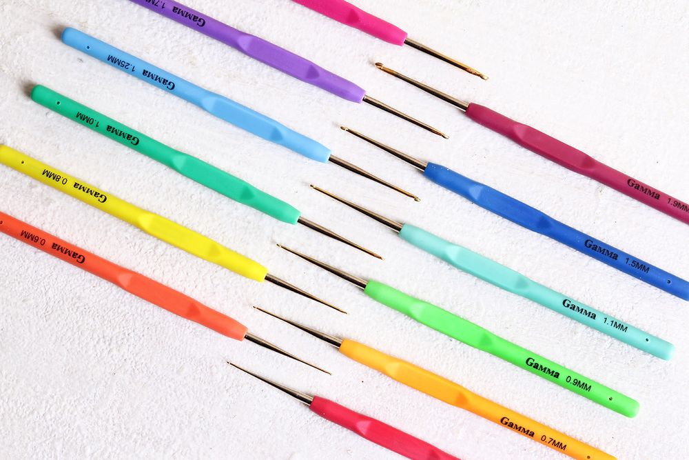 Крючок для вязания с прорезиненной ручкой сталь ⌀1.9 мм, 13 см, Gamma RCH