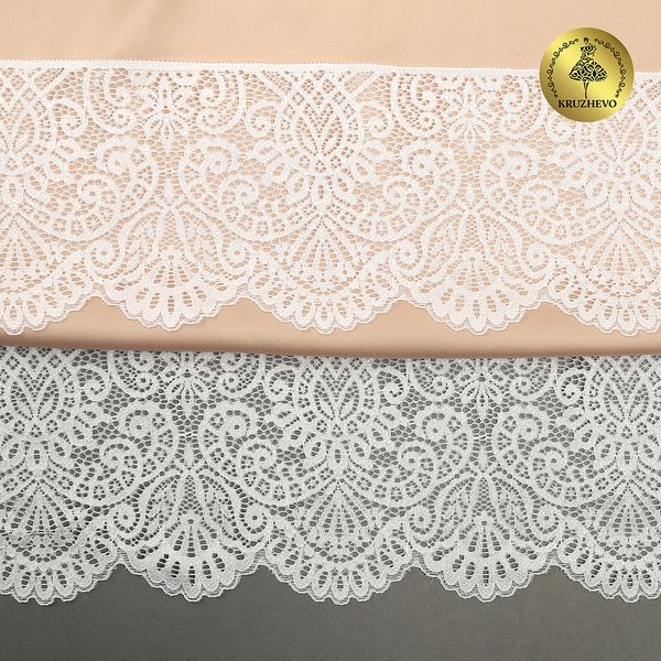 Кружево эластичное (стрейч) 110 мм, 40992PP цв.белый, 3 метра, Kruzhevo