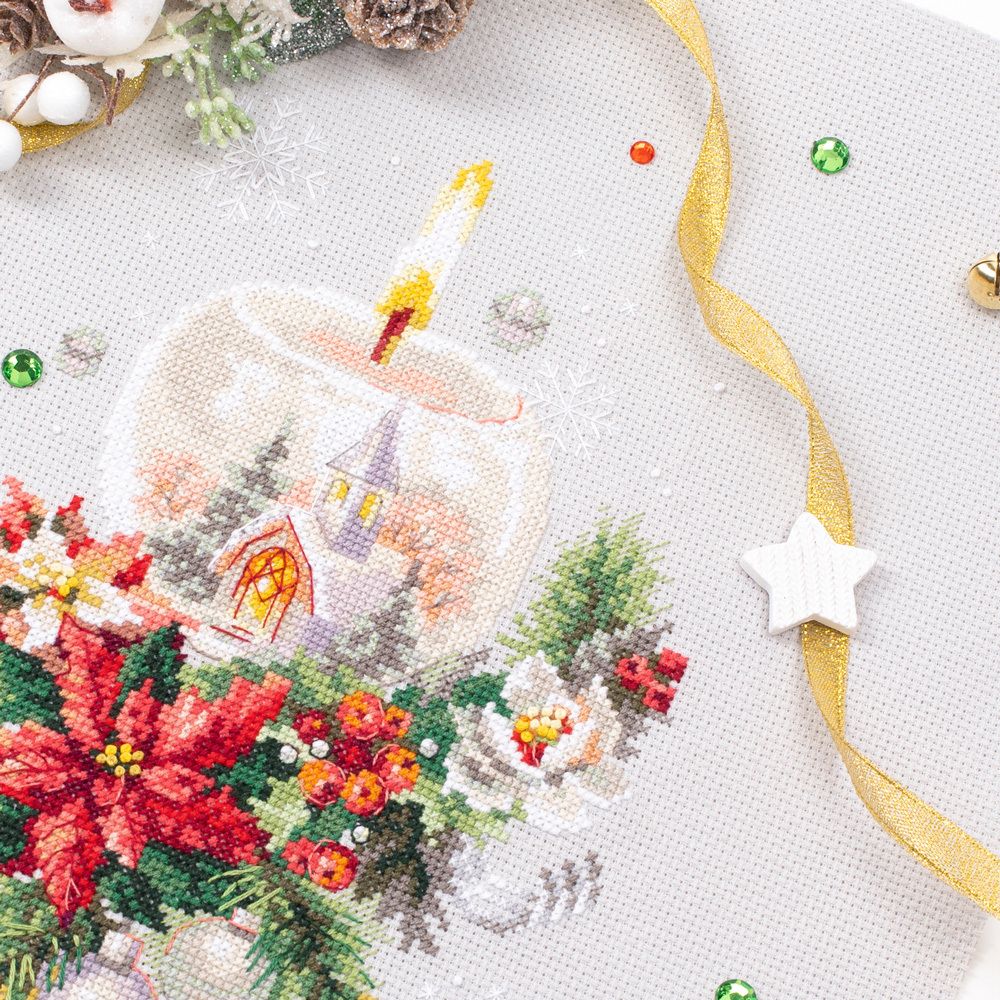 Набор для вышивания нитками Чудесная игла, Рождественская свеча, 16х23 см