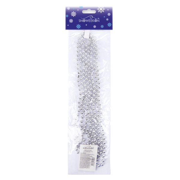 Гирлянда из пластиковых бусин ⌀7.5 мм, 2.7 м, 5 шт, №03 серебро, Snoweekon SNW-29